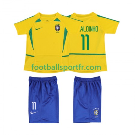 Tenue Brésil RONALOINHO 11 Retro Enfant Domicile 2002 Maillot de Foot